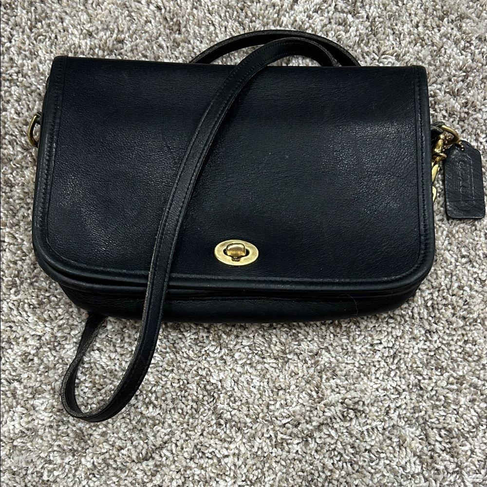 Classic Black Leather Shoulder Bag